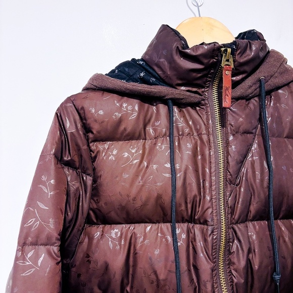 WOOLRICH Brown floral down puffer coat | Warm winter jacket * - Picture 3 of 9